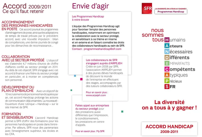 SFR — dépliant Accord Handicap (pages extérieures)