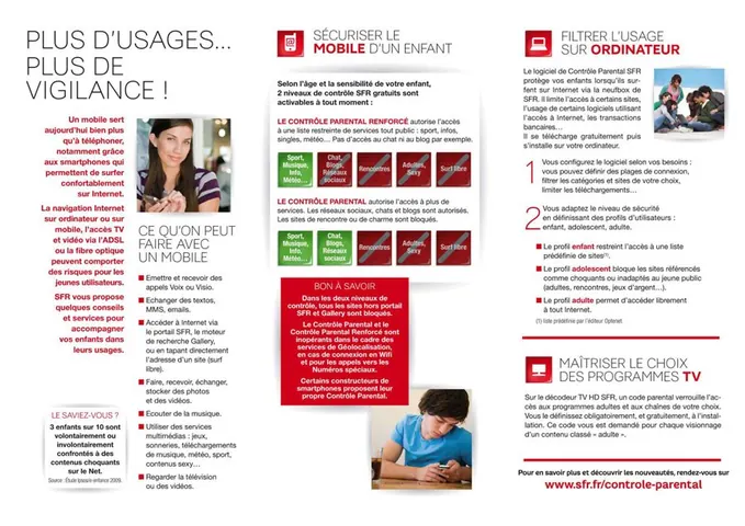SFR — dépliant Contrôle Parental (verso)