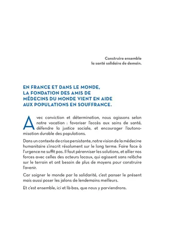Médecins du Monde — brochure IFI (exemple page intérieure 2)